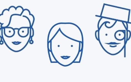 Disgen  handledning - Tecknade ansikten på en mor i glasögon, ett barn och en far med monockel