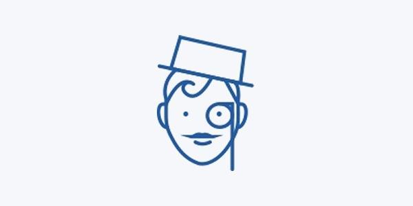 Disgen handledning - Ritat ansikte av äldre man med monockel och cylinderhatt