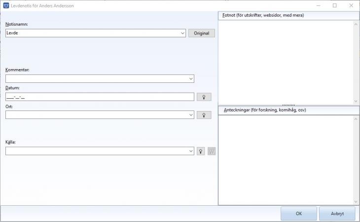 Disgen handledning - Notisdialogen